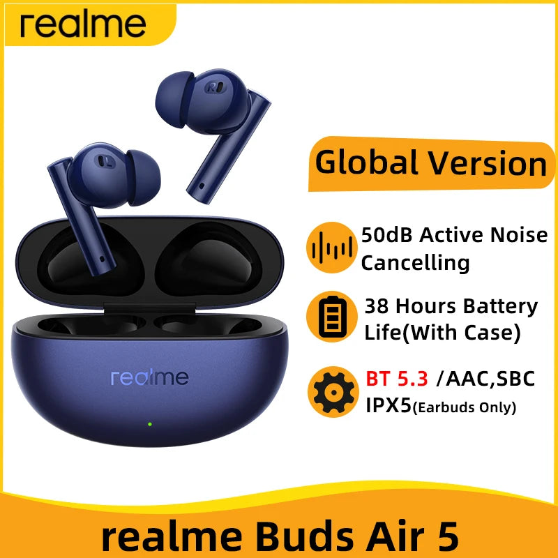 realme Buds Air 5 Pro Wireless Earphone 50dB Active Noise Cancelling  Bluetooth 5